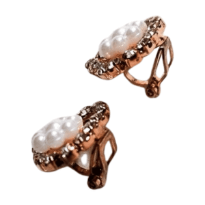 Heart-Shaped Crystal Stud Earrings with Pearl Centre, Rose Gold-Plated, 2 cm Length h2