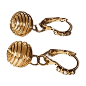 Spiral Ball Drop Leverback Earrings, Gold-Toned, Crystal Accents round earing 01