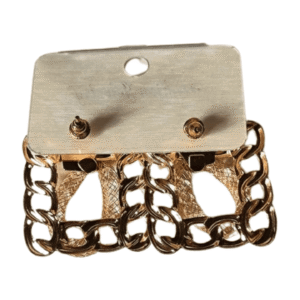 Gold-Tone Chain Link Statement Earrings, Square Design with Textured Pattern, 3.5 cm Length, Set of 2 squre earing 01